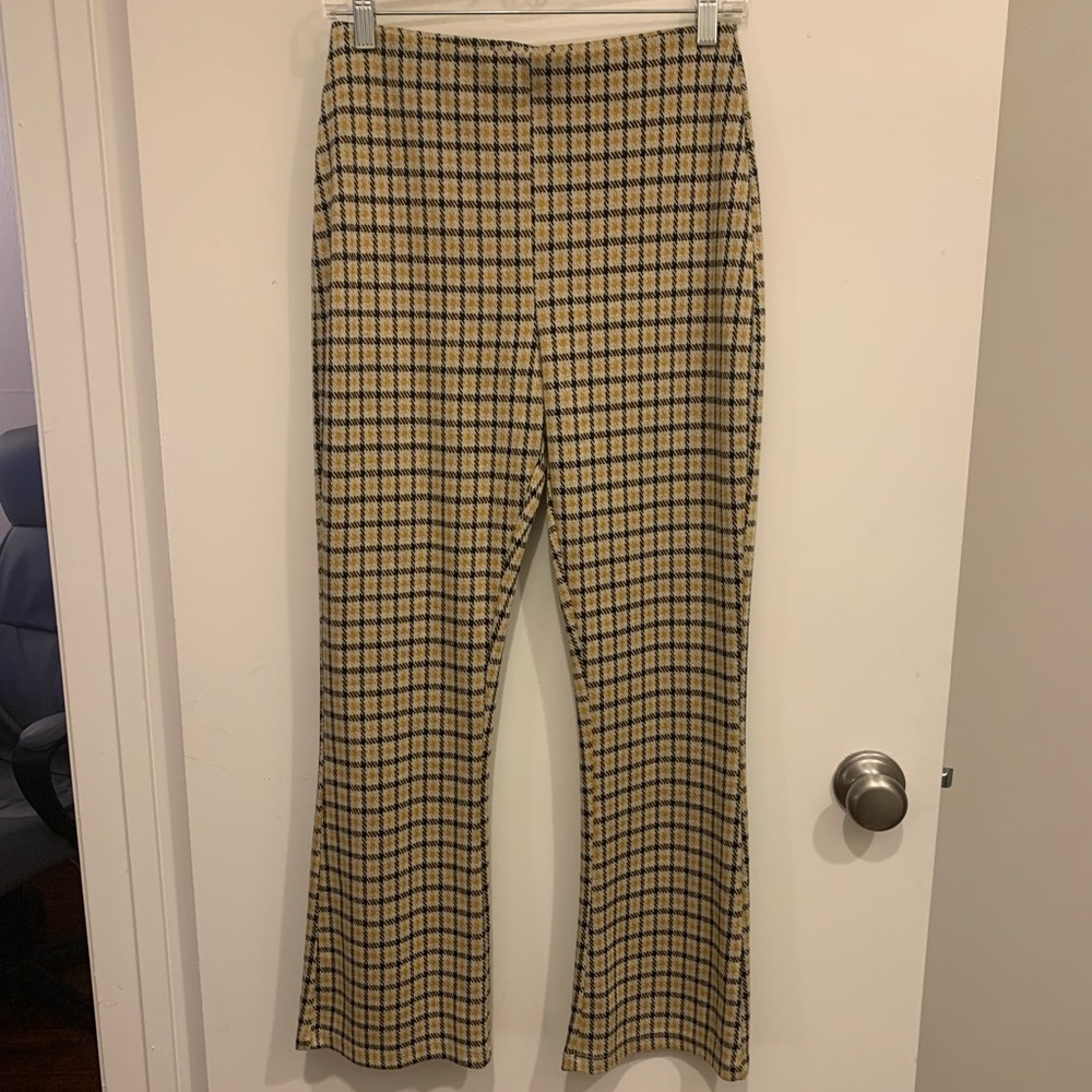 Yellow Plaid Kick Flare Pant